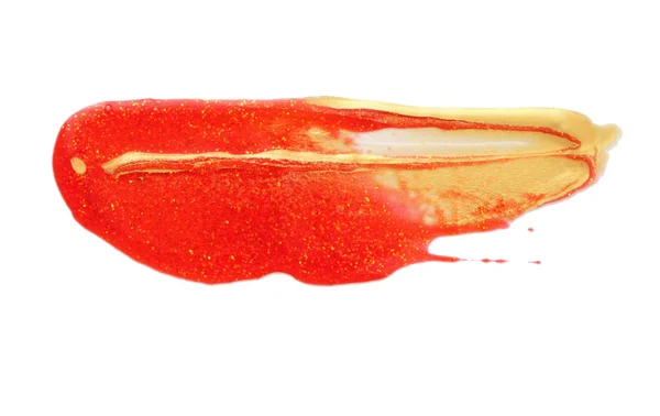 Абстрактний Червоний Золотий Акриловий Колір Пензля Ізольовані Білому — стокове фото