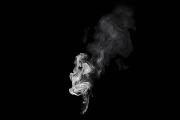 Bílý kouř izolovaný na černé — Stock fotografie