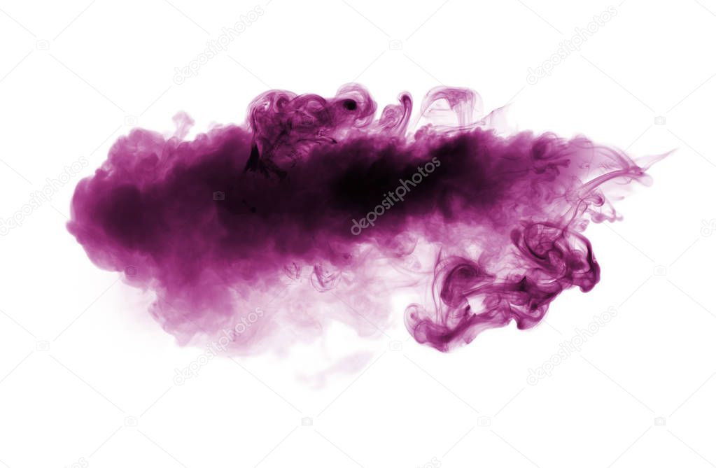 Violet smoke isolated on white