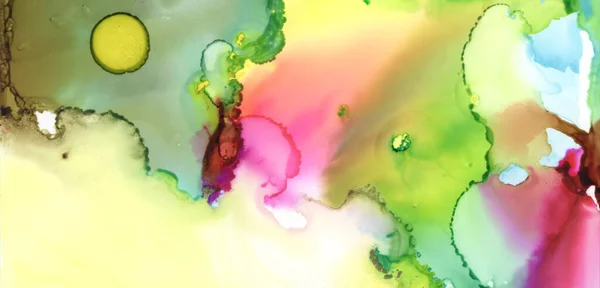 Konst Abstrakt Färg Blottar Bakgrunden Alkoholfärger Marmorstruktur Horisontell Lång Banderoll — Stockfoto