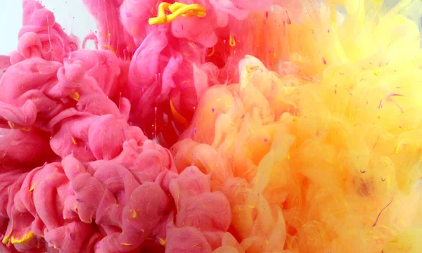 Акрилові Рожеві Жовті Кольори Воді Чорнило Розмазати Абстрактний Фон — стокове фото