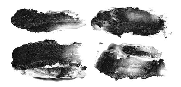 Black White Collection Abstract Acrylic Brush Strokes Blots — Stock Photo, Image