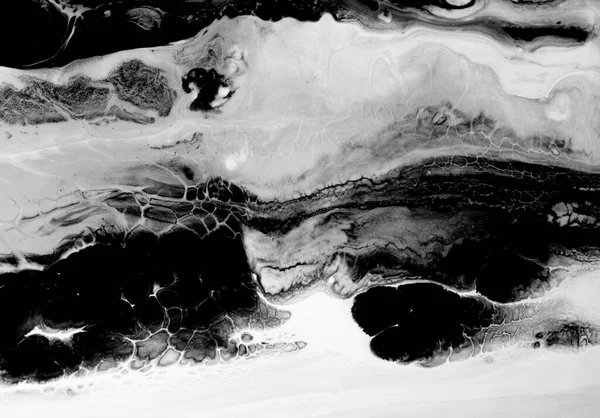 Mermer Dokusu Akrilik Renkler Siyah Beyaz Lekeler Soyut Arkaplan — Stok fotoğraf