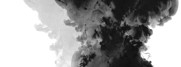 Schwarz Weiße Acrylfarben Und Tinte Wasser Abstrakte Malerei Hintergrund Horizontales — Stockfoto