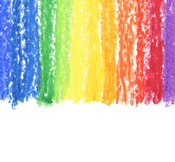 Oliepastel Regenboog Slag Textuur Witte Achtergrond Geïsoleerd — Stockfoto