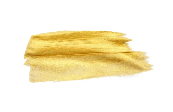 Gold Bronze Glittering Color Smear Brush Stroke Stain Blot White — Stock Photo, Image