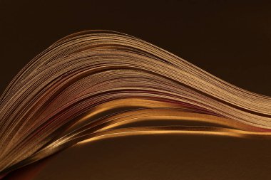 Soyut arka plan. Siyah üzerine altın (bronz) kağıt dalgası. 