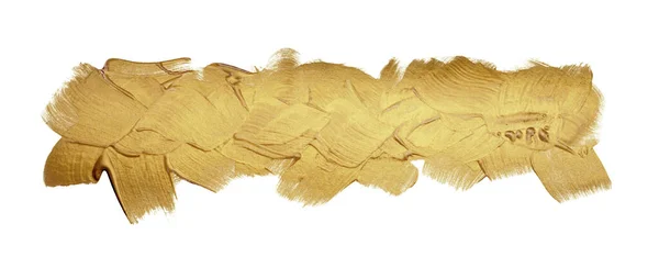 Gold Bronze Glitzernde Farbe Schmieren Pinselstrich Fleck Fleck Auf Weißem — Stockfoto