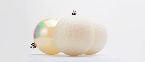 Pallone Bianco Capodanno Bandiera Orizzontale Lunga — Foto Stock