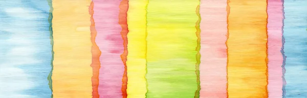 Streszczenie Tęczowy Akryl Akwarela Pasek Linii Tło Farby Papier Teksturowany — Zdjęcie stockowe