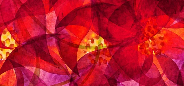 Röd Blomma Abstrakt Akryl Och Akvarellmålning Mättad Färg Horisontell Konsistens — Stockfoto