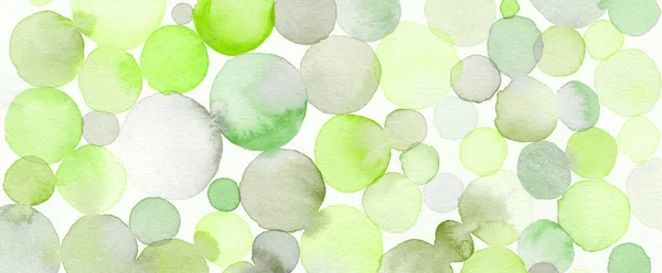 Abstrakt Grön Bubbla Akvarell Blot Målning Horisontell Bakgrund Texturpapper — Stockfoto