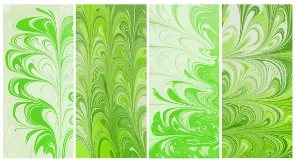 Art Abstract Painting Green Color Blots Background Ebru Marble Pattern — Stock Photo, Image