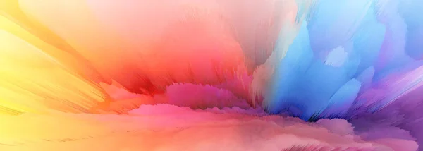 Digitale Illustratie Kleur Regenboog Vlek Plons Abstract Lange Horizontale Achtergrond — Stockfoto