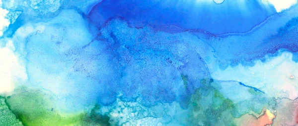 艺术创作摘要粉刷背景 酒的墨水是蓝色的 清晰的质感横向长横幅 — 图库照片