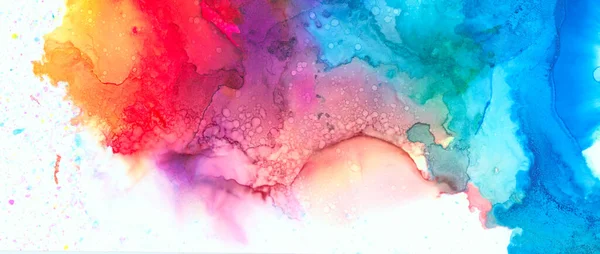 Arte Abstrato Pintura Borrões Fundo Tinta Álcool Cores Azuis Textura — Fotografia de Stock