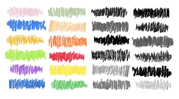 Oil Pastel Color Smear Brush Strokes Texture White Background Isolated — Stock Photo, Image