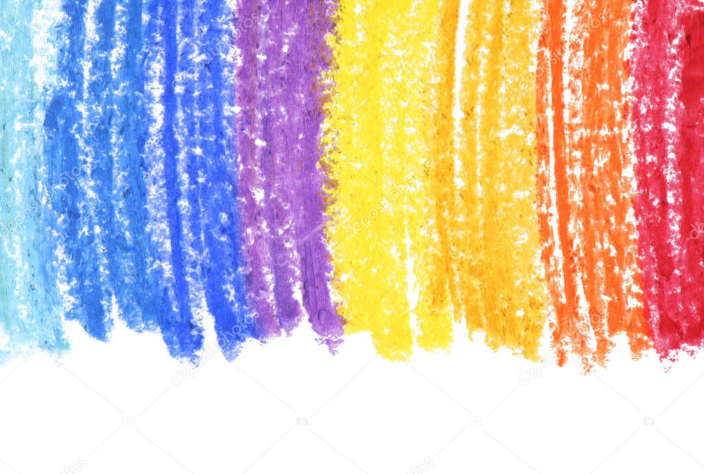 Oil pastel gradient stroke texture on white background. Isolated.