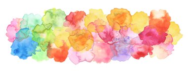 Suluboya lekeli boya. Tuval dokusu uzun yatay soyut arkaplan.