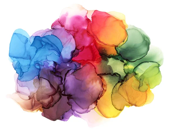 Abstrakte Blase Klecks Aquarell Regenbogenfarbe Malerei Hintergrund Marmoralkoholtinte — Stockfoto