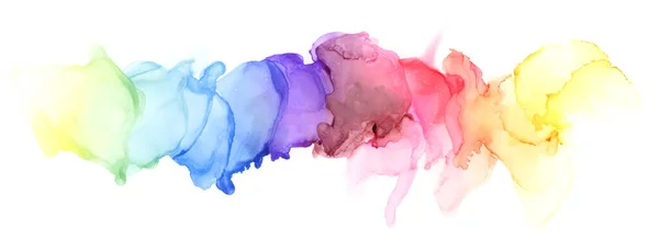 Abstracte Vlek Aquarel Regenboog Kleur Schilderen Horizontale Achtergrond Marmeren Textuur — Stockfoto
