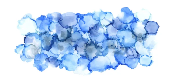 抽象的な水彩画とアクリルブロック絵具 青い色だ 白地に隔離された — ストック写真