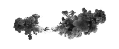 Akrilik siyah beyaz renkler ve suda mürekkep. Soyut arkaplan. Beyazda izole edilmiş. Parmak izi, poster, kart şablonu. Yatay uzun posterler, tebrik kartları, web sitesi, afiş, davetiye.