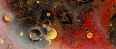 Makro Soyut doku arka planı. Su ve yağda akrilik rengi.