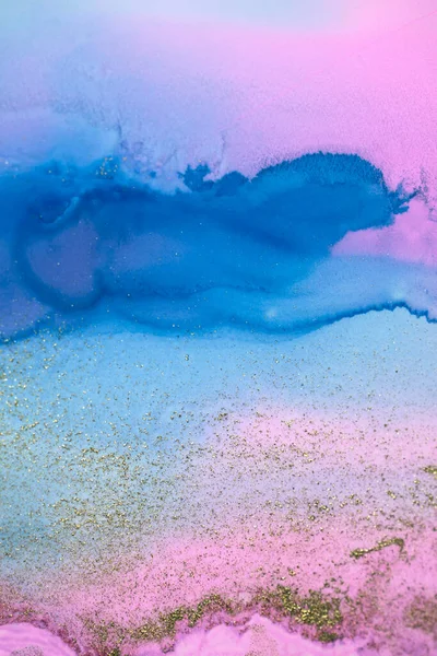 Yumuşak Odaklı Soyut Resim Dikey Arkaplan Altın Parıltılı Mavi Pembe — Stok fotoğraf