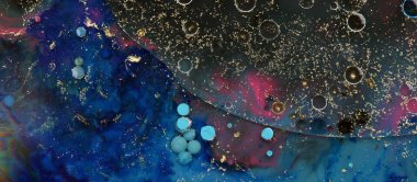 Makro Soyut doku arka planı. Su ve yağda akrilik rengi.