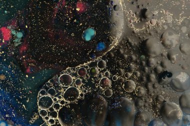 Macro Blac soyut doku arka planı. Su ve yağda akrilik rengi.