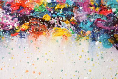 Sanat soyut akrilik ve suluboya lekeli resim. Yatay renk dokusu arkaplanı.