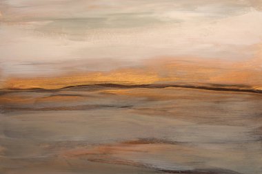 Art oil, Acrylic brush stroke smear blot painting landscape canvas. Abstract texture gold, gray, beige pastel color stain background.