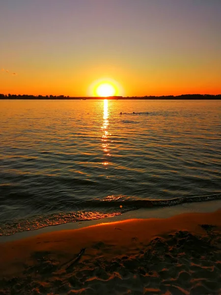 Rio Volga Aterro Samara Nos Raios Dourados Pôr Sol — Fotografia de Stock