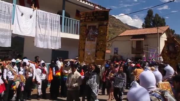 Pisac Peru Červenec 2011 Slavnostní Přehlídka Virgin Del Carmen Pestrobarevnou — Stock video