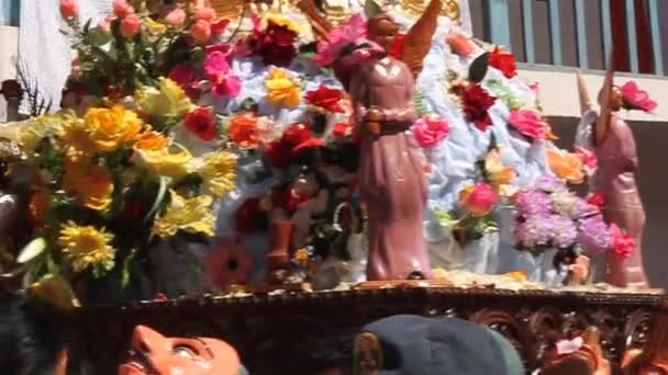 Decoração Estátua Desfile Festival Virgin Del Carmen Pisac Peru Julho — Vídeo de Stock