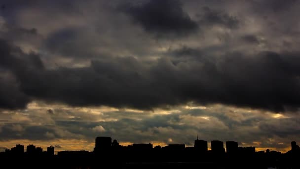 Nuvens Dramáticas Escuras Sobre Cidade Timelapse Rússia Moscou — Vídeo de Stock