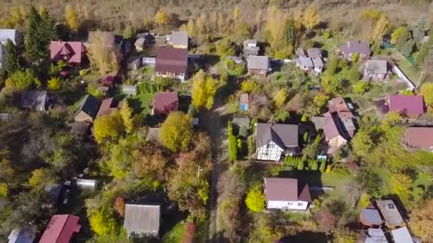 Luftfoto Land Sommerhus Landsby Med Skov Efteråret Rusland Drone Shot – Stock-video
