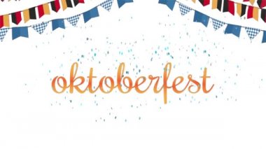 Yazıt ve konfeti ile Oktoberfest bira festivali nin geleneksel bayrağıanimasyon
