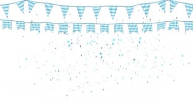 Konfeti ile geleneksel Oktoberfest bira festivali bayrağı Animasyon