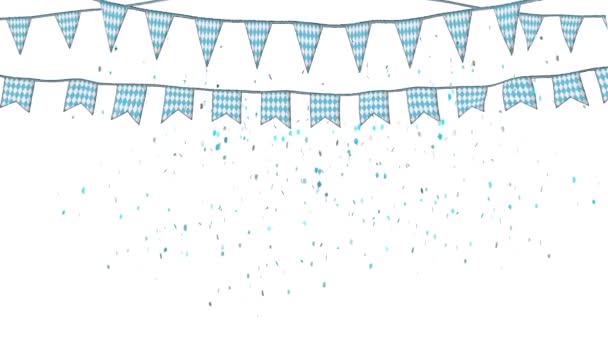 Animation av en traditionell Oktoberfest ölfestival flagga med konfetti — Stockvideo