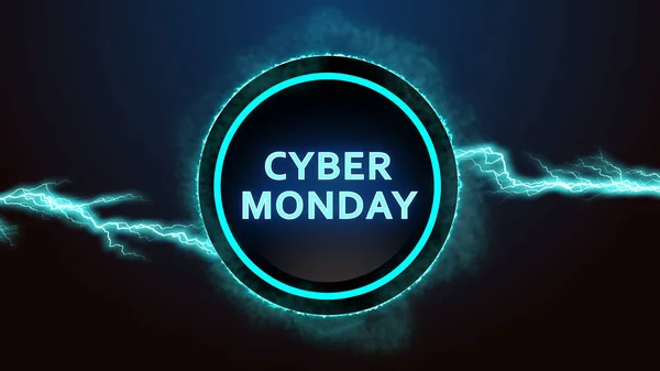 Cyber Monday Button with Smoke and Lightning.Promotional ad for discounts sale in e-shops. — Stock Photo, Image