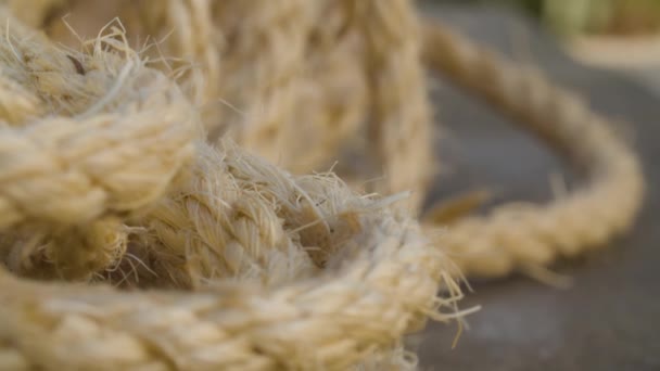 Jute touw close-up — Stockvideo