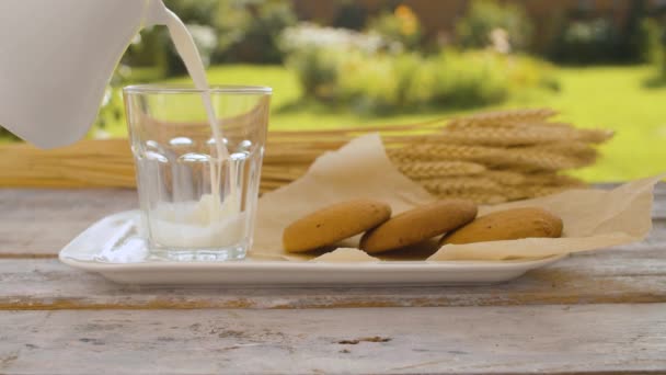 Main versant du lait dans un verre — Video