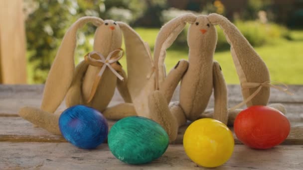 Ovos de Páscoa e coelhos — Vídeo de Stock