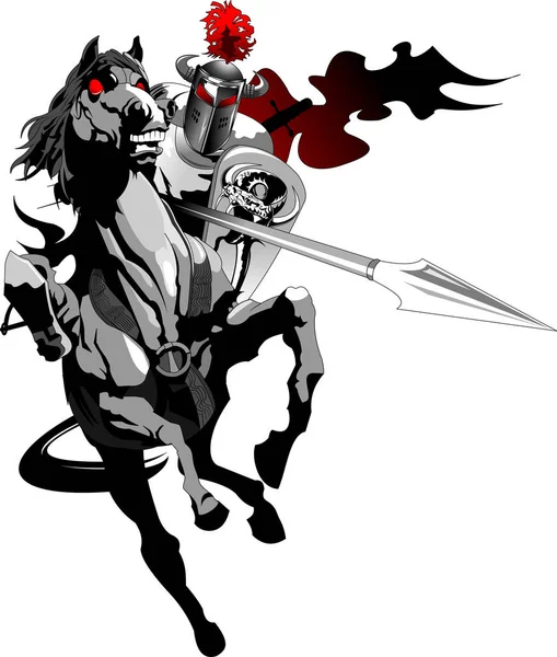 馬に乗っての鎧騎士し 馬上槍試合 ベクトル — ストックベクタ