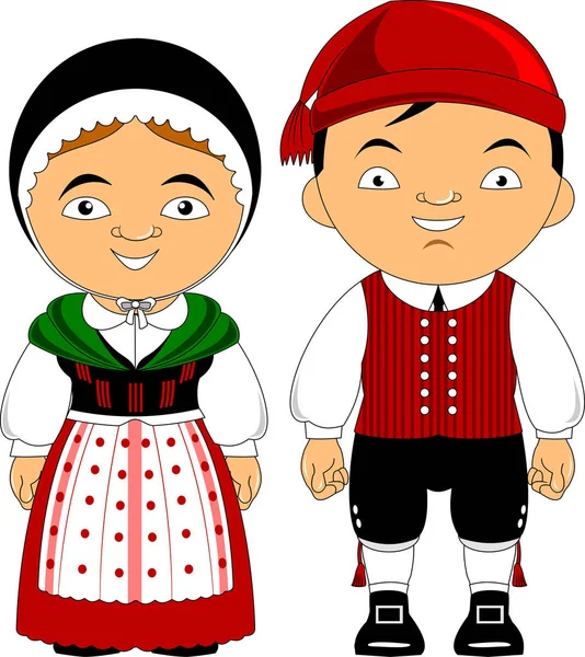 Mann Und Frau Tracht Vektor Flache Illustratio — Stockvektor