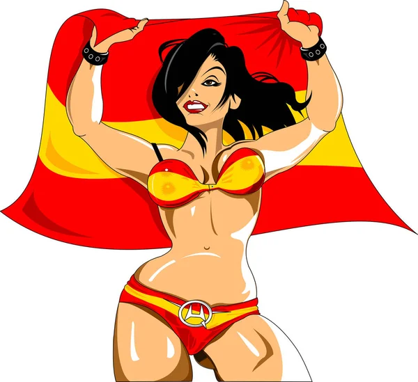 Hermosa Mujer Colores Ropa Bandera Nacional Vector Ilustración — Vector de stock