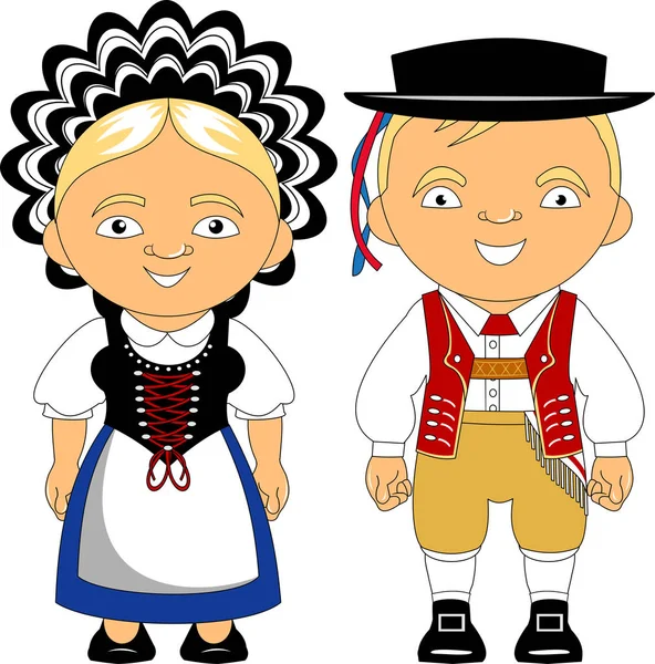 Mann Und Frau Tracht Vektor Flache Illustratio — Stockvektor