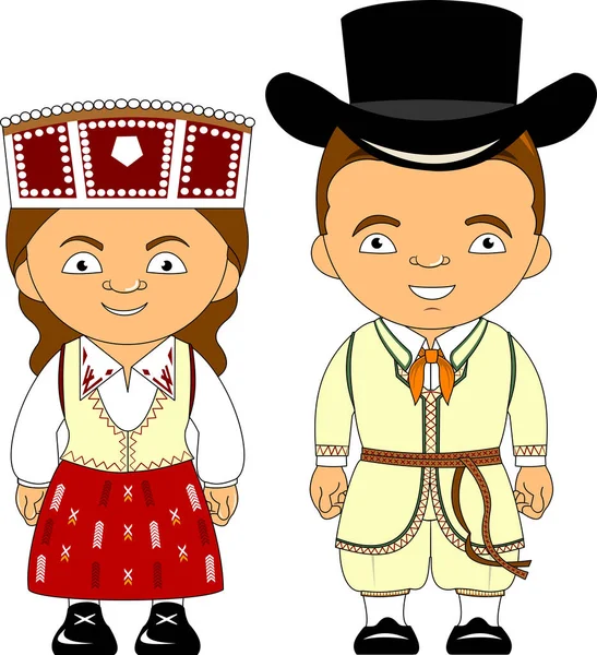 Man Woman Traditional Costume Vector Flat Illustratio — Stock Vector